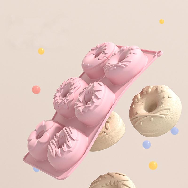 Silicone Donut Cake Pan 6-Cavity Silicone Fluted Tube Cake Pans,Non-Stick Silicone Molds for Donut,Jelly,Cupcake,Doughnut,Bread
