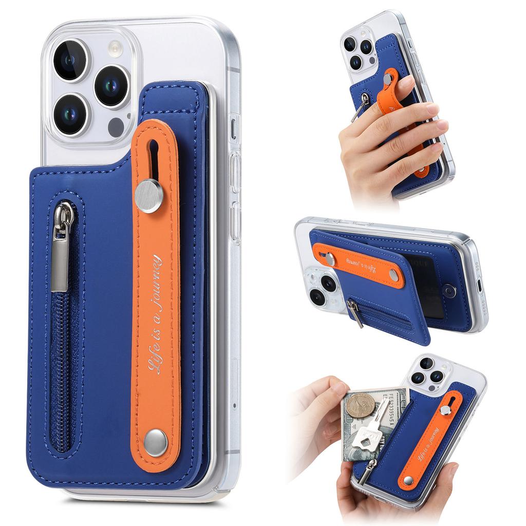 Kickstand Zipper Wallet with Card Holder Plastic Phone Case for iPhone 16 15 14 11 Pro Max XS XR 7 8 Plus 13 12 Mini Cover