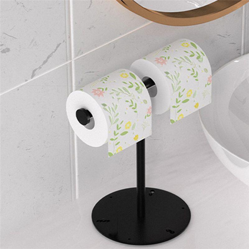 A33R-1 PCS Hand Towel Holder Stand, Black Carbon Steel Stable Free-Standing Towel Bar, Small Towel Ring Stand For Bathroom