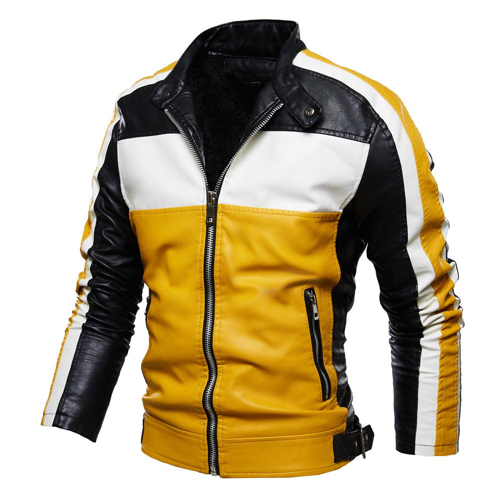 Giacche da Uomo in Pelle Color Block, Tute da Moto alla Moda, Top di Marca Trendy da Uomo, Nuove Giacche in Velluto