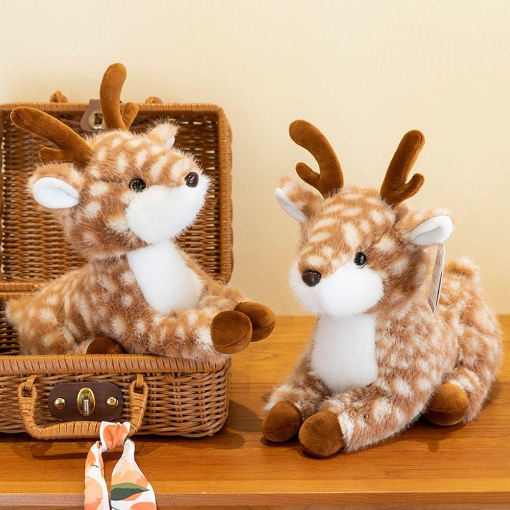 PP Cotton Simulation Sika Deer Plush Toys Fluffy Stuffed Animal Dolls Toys  Decoration Gifts