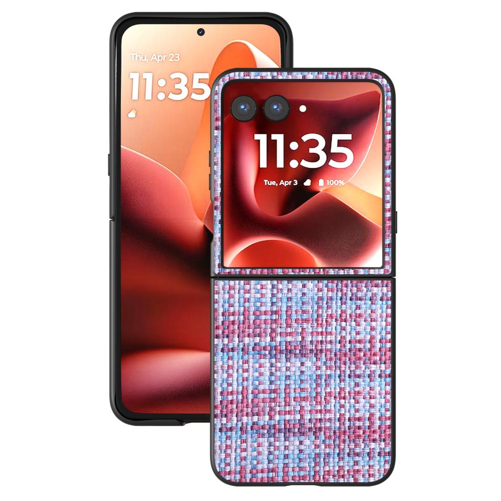 For Motorola Razr 60 Ultra 5G Case Leather+PC Phone Cover Plaid Texture