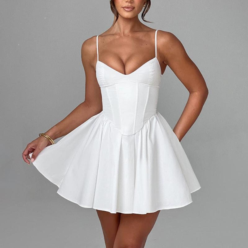 European and American A-line skirt summer waist slimming dress