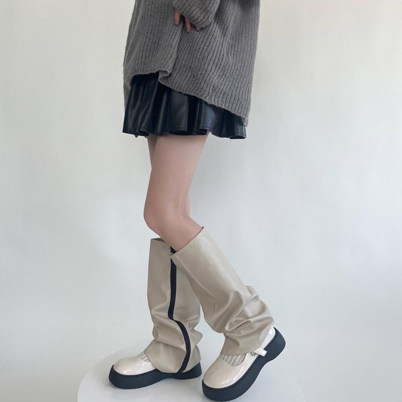 Scaldamuscoli Al Ginocchio da Donna Leggings Caviglia Alta Benda Ginocchio Alto Stivale Tubo Lungo Calze Lunghe Manica per Gamba Copri Polpaccio