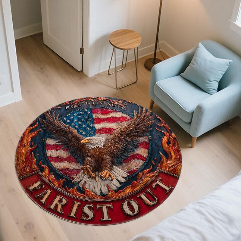 National Flag & Eagle pattern round rug,Carpet Rug for Living Room Bedroom Playroom ,Non-slip Floor Mat,Holiday Gifts and Birthday Gifts.