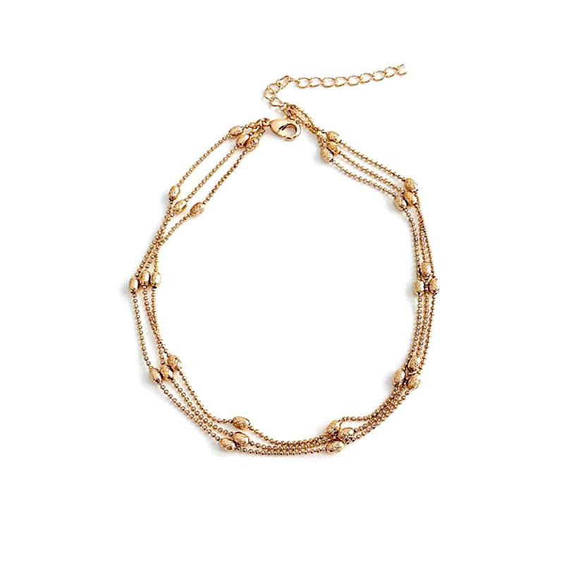 Charm Personality Jewelry Pattern Chocker Elegant Bright Multilayer Bead Chain Copper Necklace