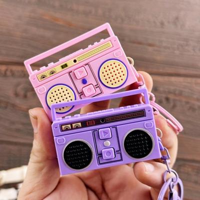 Criativo Engraçado Mini Rádio Gravador Brinquedos Musicais Clássico Enfeites de Bolsa Chaveiro Presente