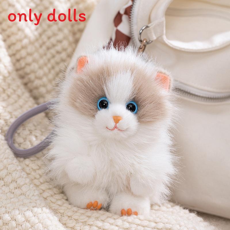 Portachiavi Peluche Gatto a Pelo Lungo con Morbida Pelliccia in Poliestere per Collezionisti di Animali