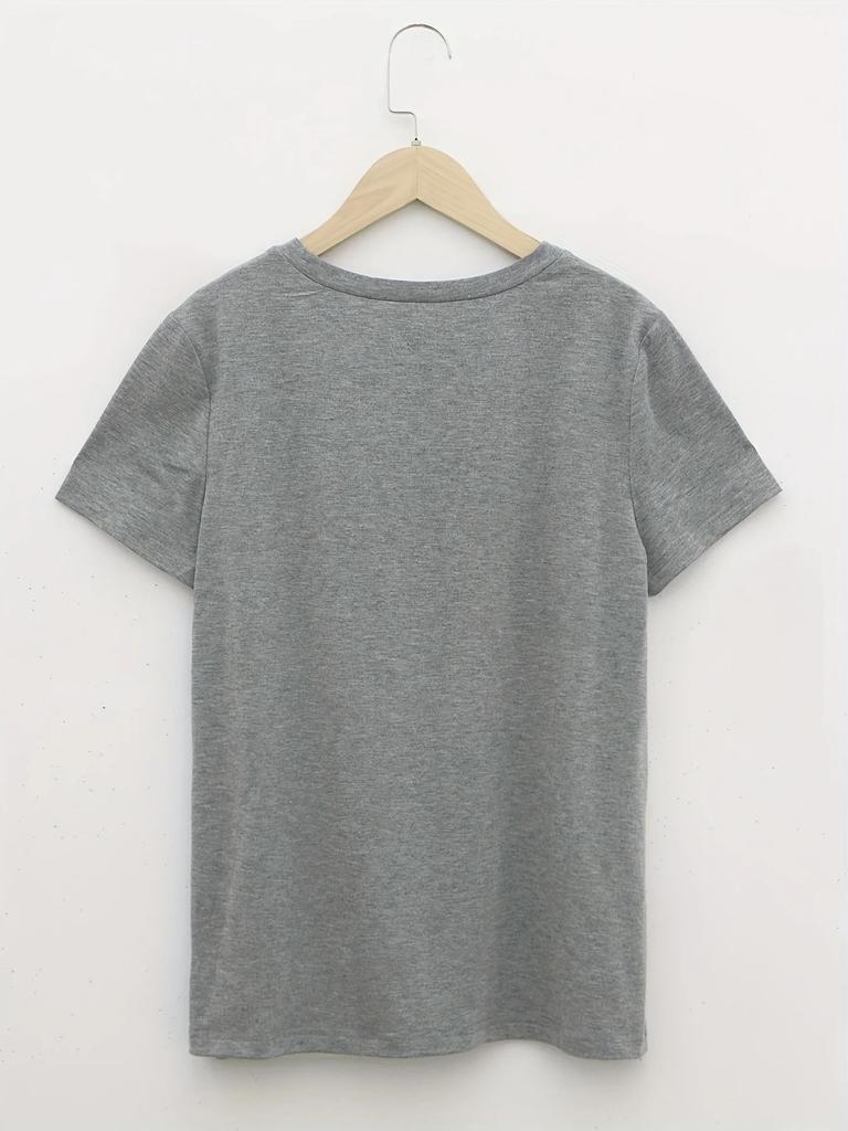 T-shirt girocollo con stampa di tarassaco, top casual a maniche corte per primavera ed estate, abbigliamento da donna
