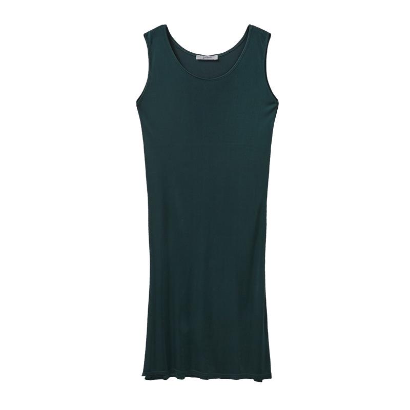 Robe Longue Sans Manches Élégante pour Femme en Soie de Mûrier avec Ourlet Large - Couleur Unie, Grande Taille pour le Trajet Quotidien
