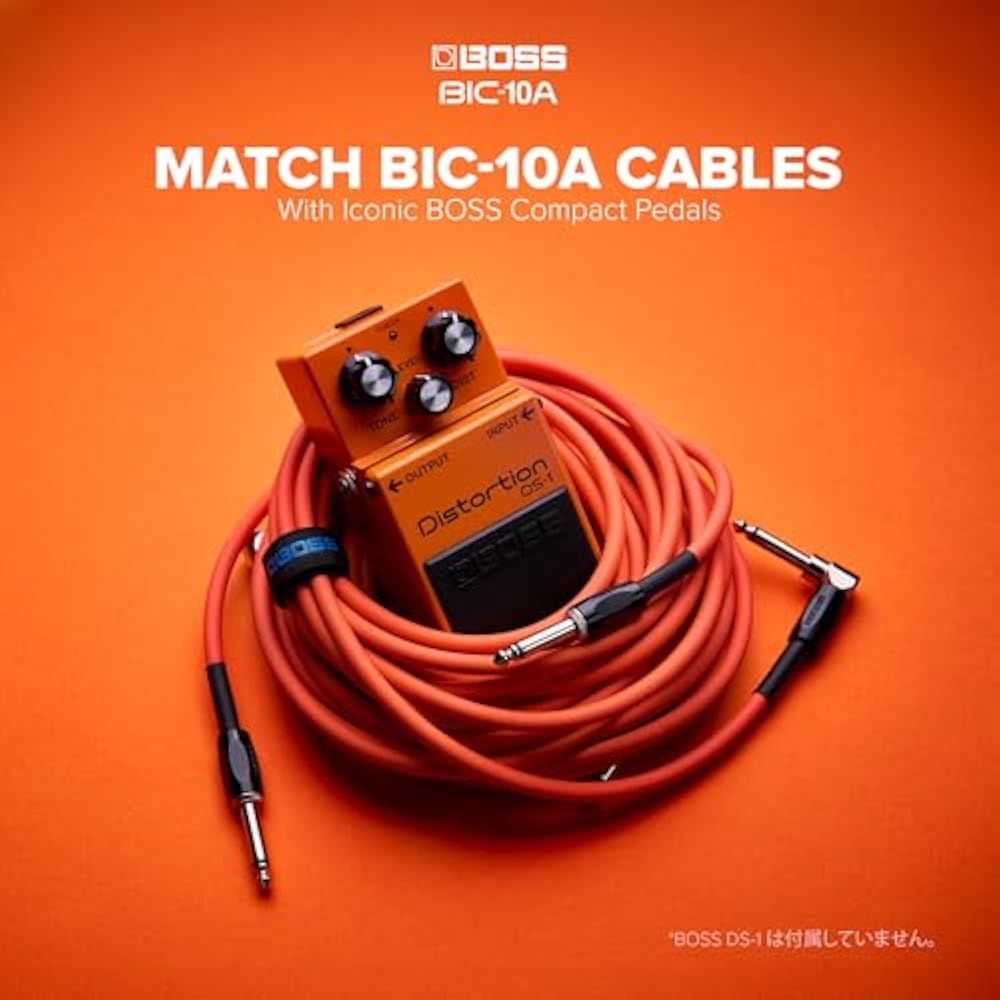 BOSS Boss BIC-10A-OR Guitar Cable Orange 3m L Type - Straight Type Oxygen-free Braided Cable
