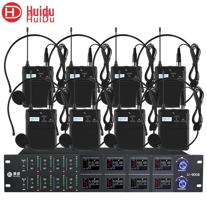 HuiDu U-9008 Pro Wireless FM Microphone for Meetings & Performances: Gooseneck Square Tube Design, Perfect for KTV