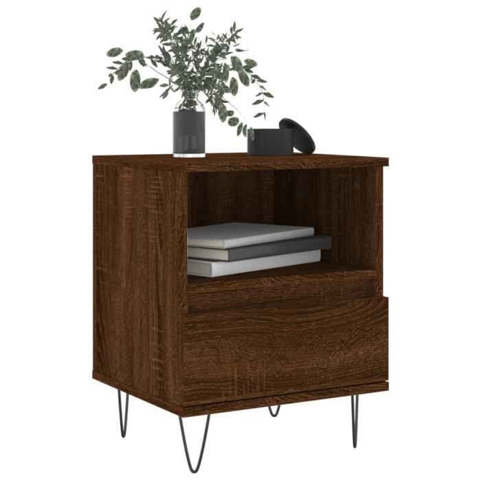 VidaXL Tables de chevet 2 pcs chêne marron 40x35x50 cm bois ingénierie 830635
