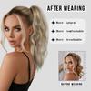 18 Inch Women's Lilac Highlight Natural Wave Drawstring Adjustable Size Black Synthetic Hair Beige Clip Portable Easy Ponytail