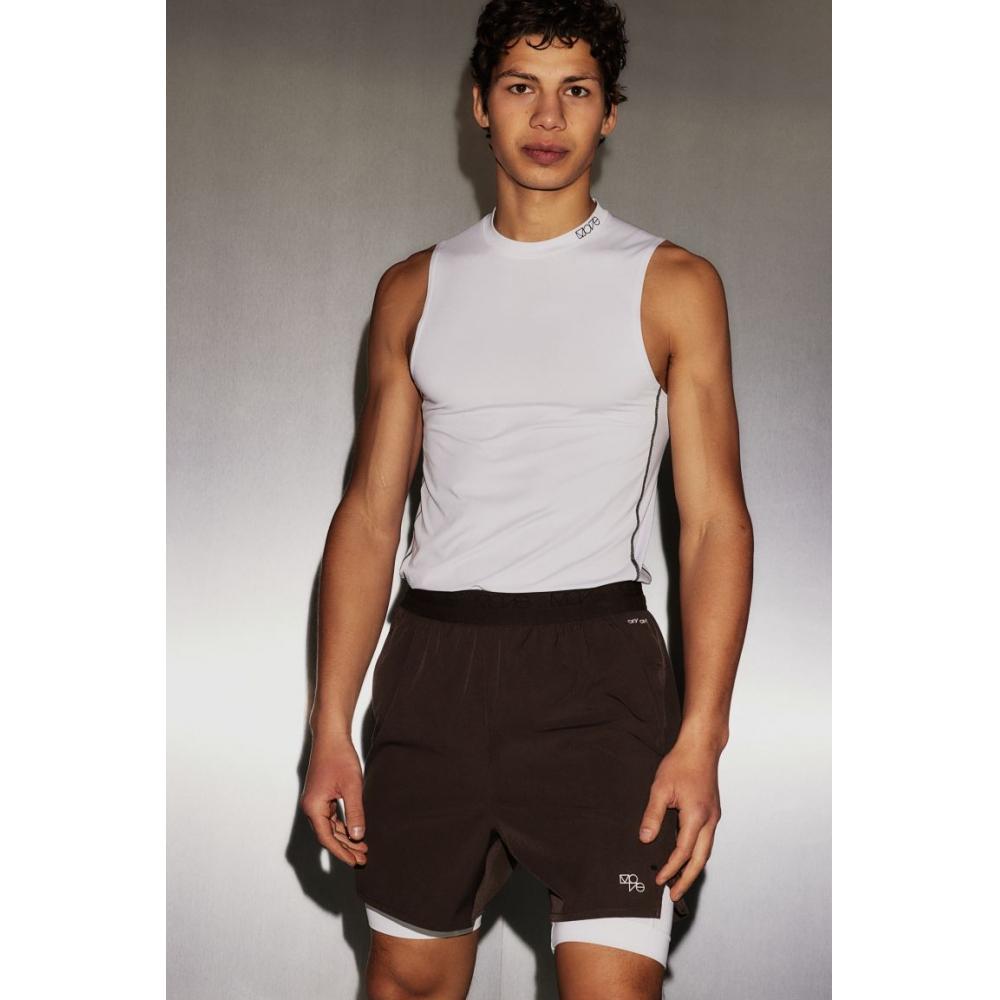 

Спортивные шорты HM DryMove 2 в 1, эластичные в 4 направлениях, темно-коричневые, белые