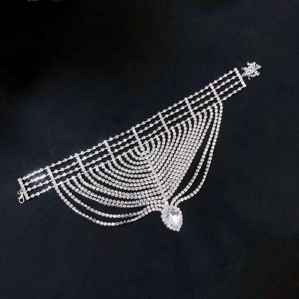 Women's European-American Rhinestone Tassel Necklace: Bold, Multi-layered, Fashion Statement