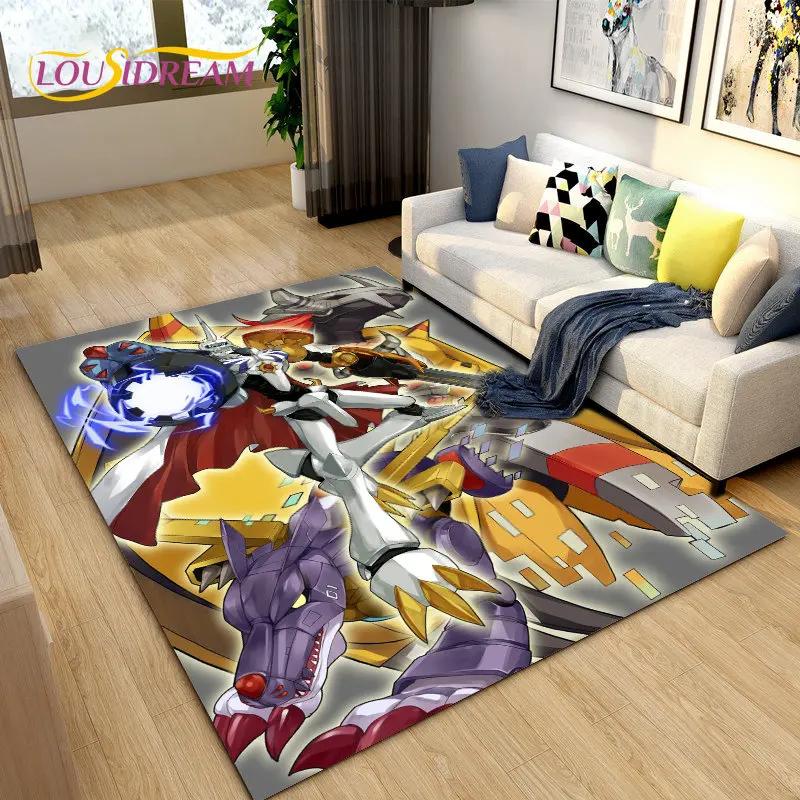 Digimon Adventure Cartoon Area Rug Large,Carpet Rug for Living Room Bedroom Sofa Doormat Decoration, Non-slip Floor Mat Cover 3D
