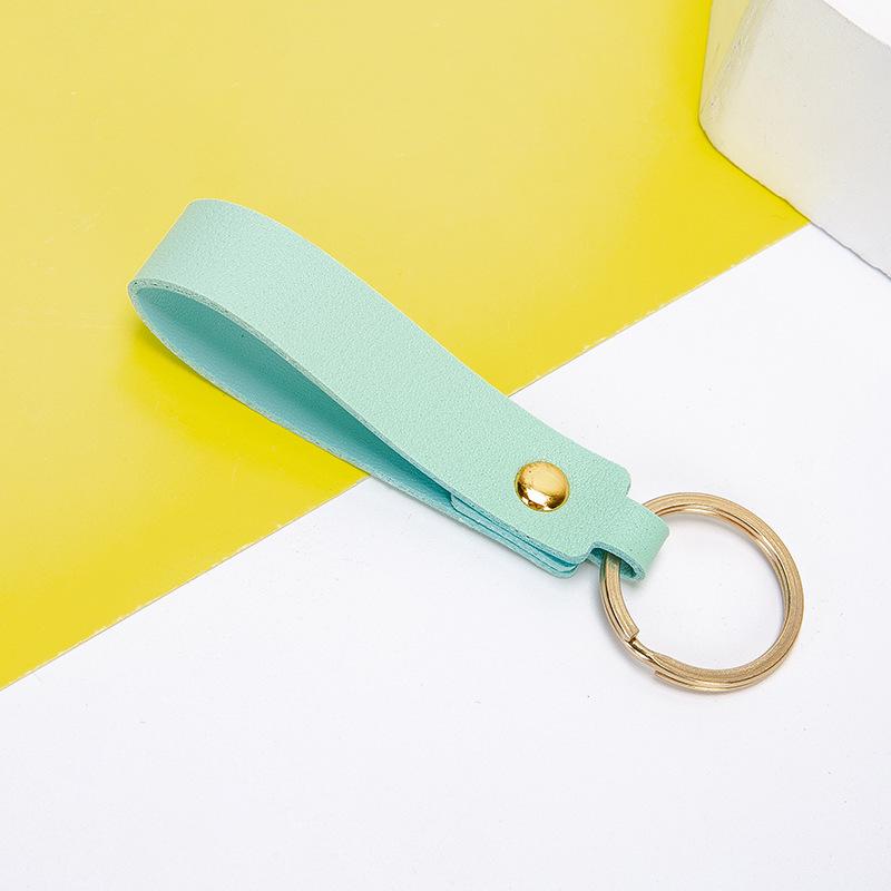 Nordic Two-Color PU Leather Keychain: Creative Macaron Keyring & Bag Pendant