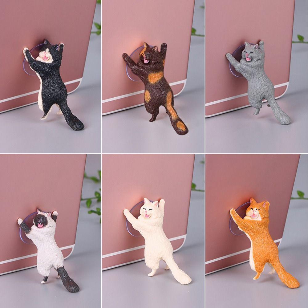 Cute Resin Cat Phone Holder Sucker Design Cartoon Mobile Phone Stand Holder Smartphone Holder Home Office