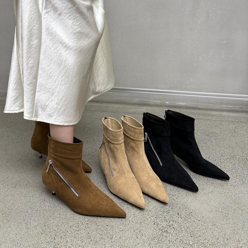 Fashion SUOJIALUN 2025 Winter New Brand Women Short Boots Shoes Fashion Pointed Toe Ladies Elegant Ankle Boots Thin Low Heel Dress Pumps