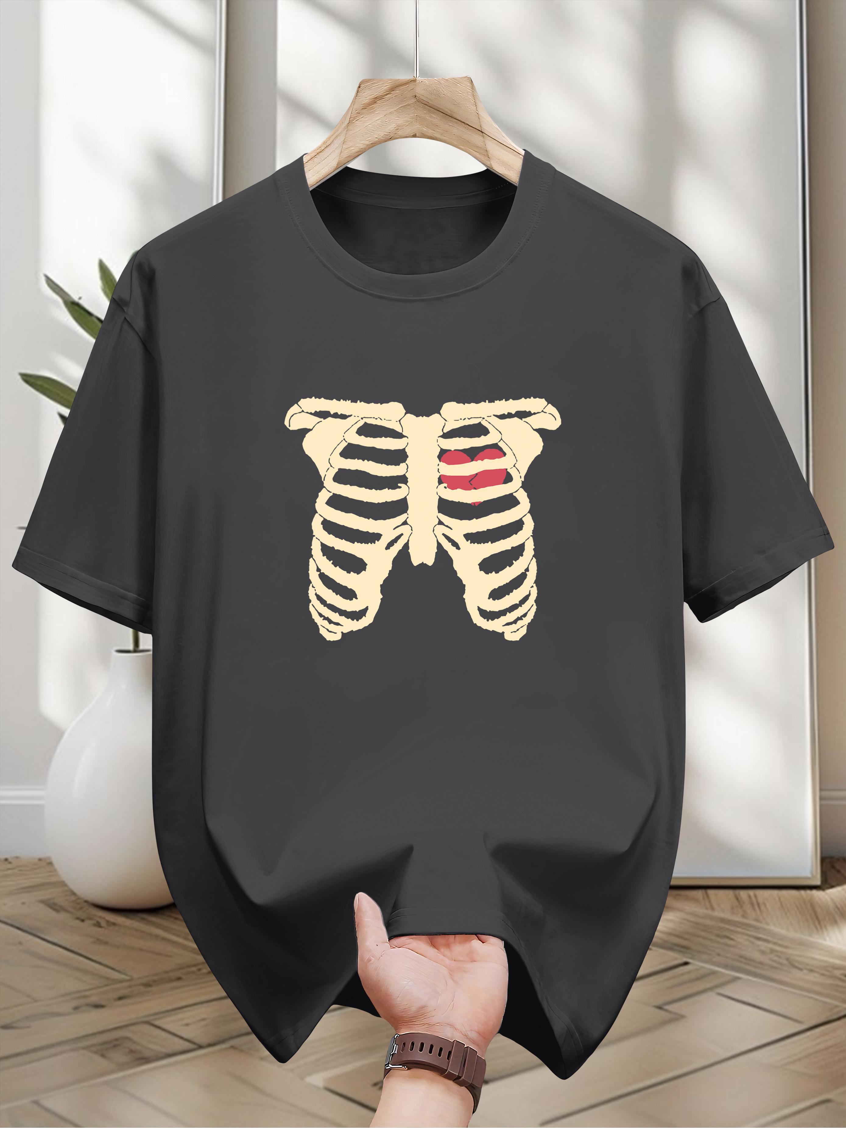[Everyday Comfort] 200g 100% Pure Cotton T-shirt with Skull Graphic - Casual XXXL