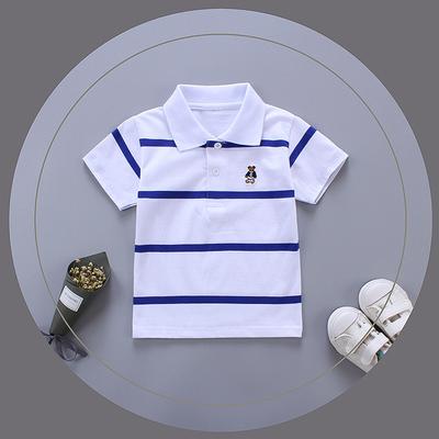 Summer Children's Clothing, Big Children's Lapel Striped Short-sleeved POLO Shirts, Boys and Girls T-shirts