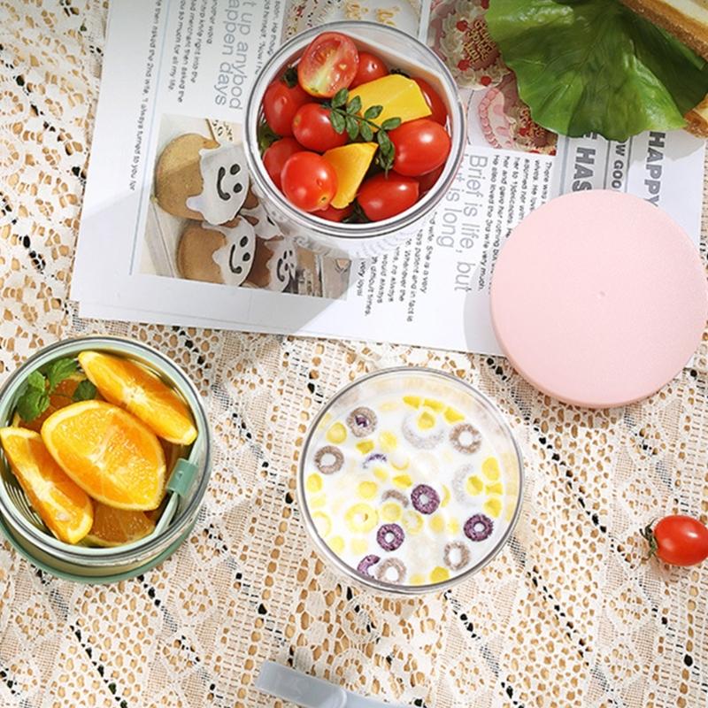 600ml Praktische Picknick Opbergemmer Plastic Beker Afsluitbare Saladebeker voor School