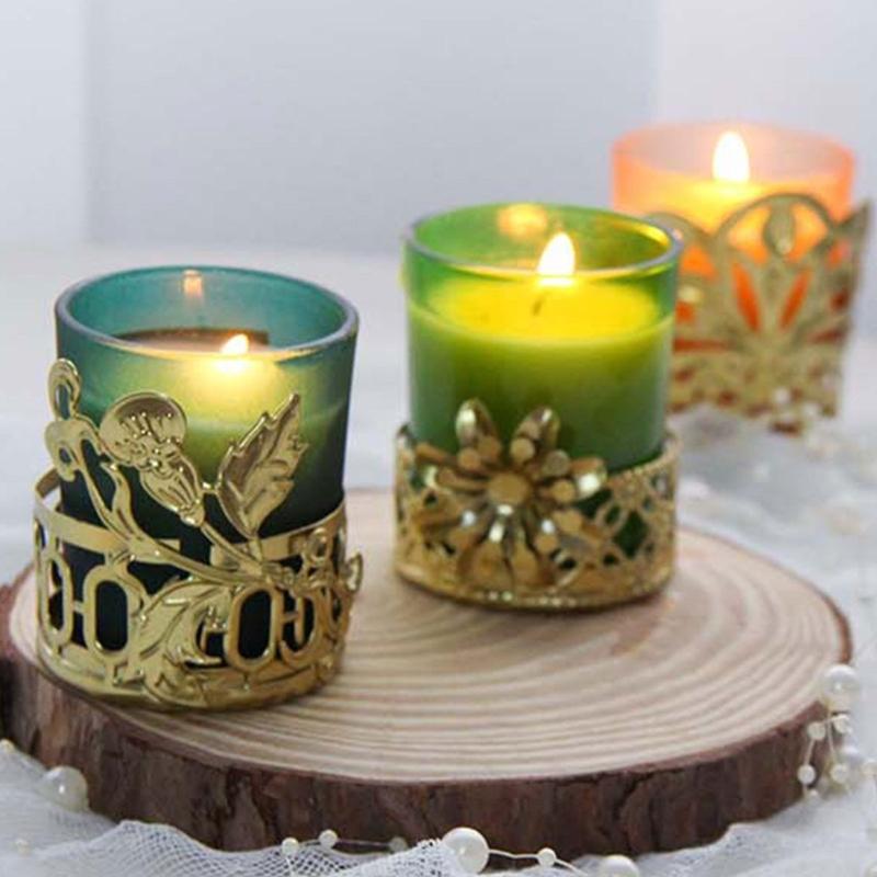 Elegant Hollowed Out Tealight Holder Metal Candlestick Candlestand Wrought Iron Candle Holder Cup for Home Table Decors