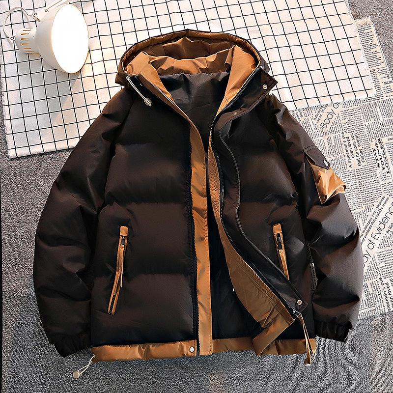 Unisex Hooded Cotton Jacket: Windproof, Warm, Two-way Zipper, Casual Outerwear 3XL