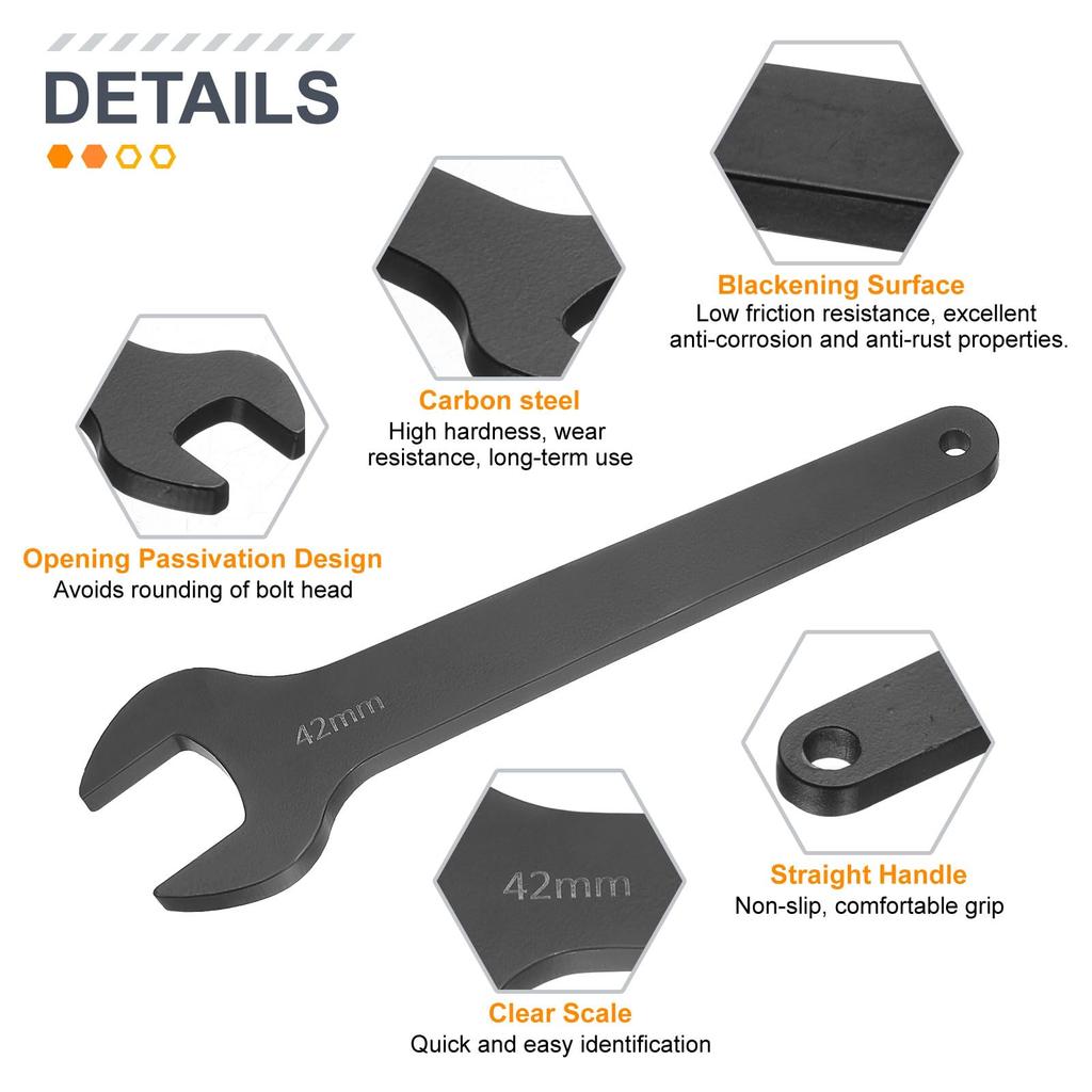 Uxcell Single 42mm Metric 15 Degree Offset Angle Small Flat Head Blackening Wrench for Automotive Repair and Furniture Assembly Open-End Wrench,