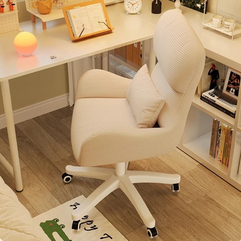 Cute Bedroom & Dorm Study Chair Ergonomic Vanity Chair for Women - Height Adjustable 360° Swivel Desk Chair with Lumbar Support