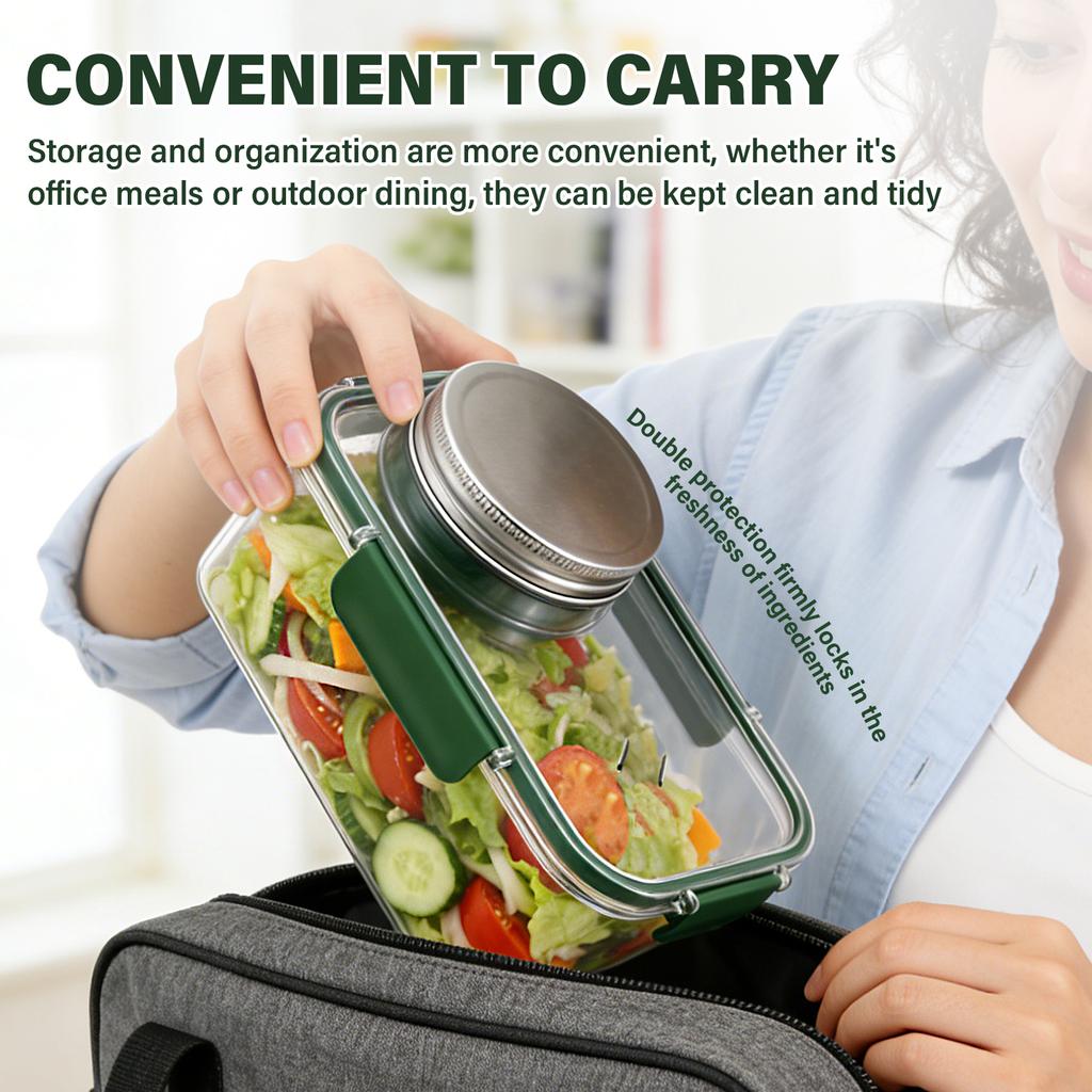 Salad Pod with Dressing Cup Portable Leakproof Salad Jars with Lid Meal and Snack Container Mason Jars for Office Picnic Travel