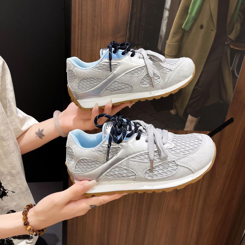[Youshilai] Korean version of color matching mesh German training shoes for women's 2025 autumn new leisure sports lace-up single shoes for women