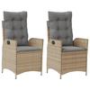VidaXL Garden Reclining Chairs Set of 2 and Cushions Wicker 365269