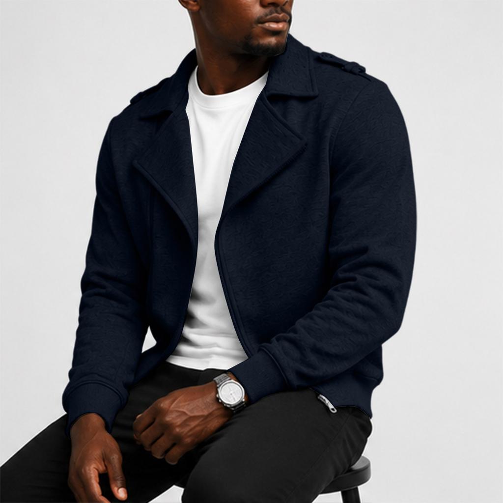 Men's Color Biker Lapel Collar Lined Casual Jacket for Everyday Wear