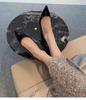 French Nude Inner Height Increase 3cm Pointed Tip Widening and Fattening Shallow Flat Shoes