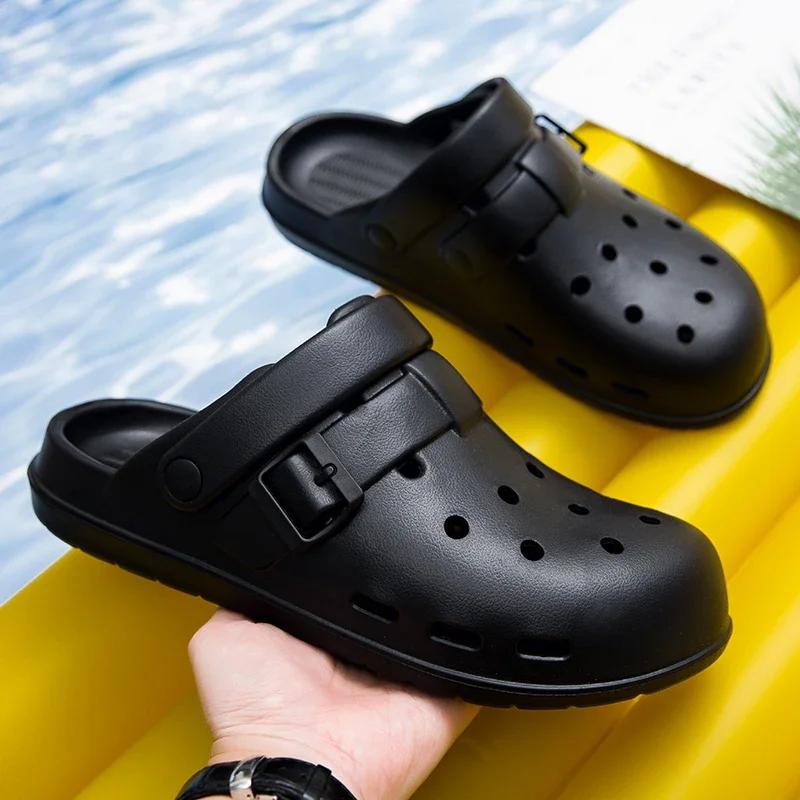 Fashion EVA Men Slippers Soft Outdoor Home Women Casual Shoes Non-slip Couple Garden Shoes Waterproof Chef Shoes Nurse Doctor Sandals