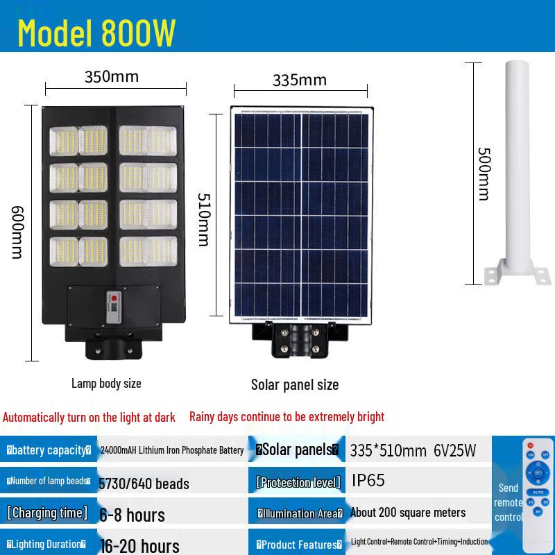 JUN YONG LIGHTING 800W Solar Motion Sensor Street Light