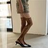 Kave Floral Pattern Coffee Fishnet Stockings With Suspender Women Sexy Brown Hollow Out Mesh Thigh High Socks Lolita Long Socks