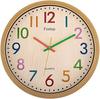 Foxtop Kids Wall Clock Silent No Tick Modern Colorful 30cm for Boys Girls Bedroom Kitchen Classroom