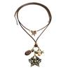 Retro Gothic Jewelry Pieces Alloy Spiders Charm With Cord And Wood Bead Detailing