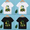 Agricultural Tractor Birthday Numbers 1 2 3 4 5 6 7 8 9 Cartoon Printed Summer Girls and Boys Short Sleeved Tshirt
