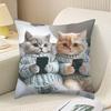 Cute Cat Throw Pillow Cover Printed Cartoon Animal Pattern Throw Cushion Pillowcase for Couch Sofa Bedroom