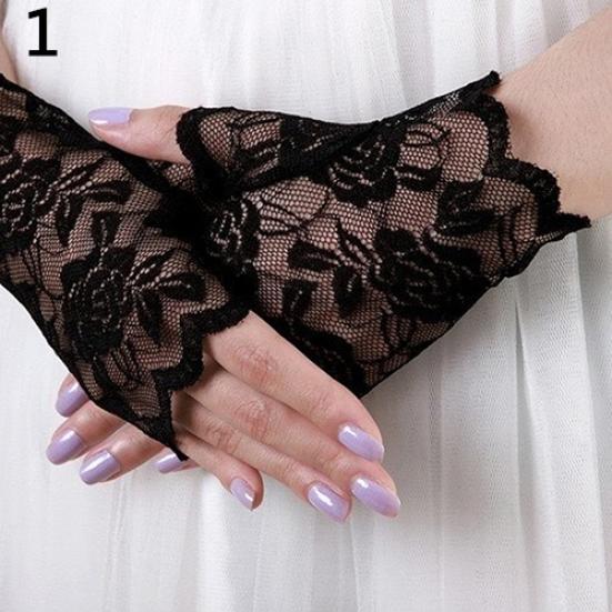 

Сексуальный женский кружевной сетчатый костюм с цветком розы для свадебной вечеринки, перчатки без пальцев чёрный