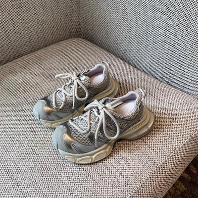 Version cuir de vache~ chaussures de papa à plateforme polie pour femmes 2025 nouvelles chaussures de sport décontractées polyvalentes rehaussantes en mesh respirant