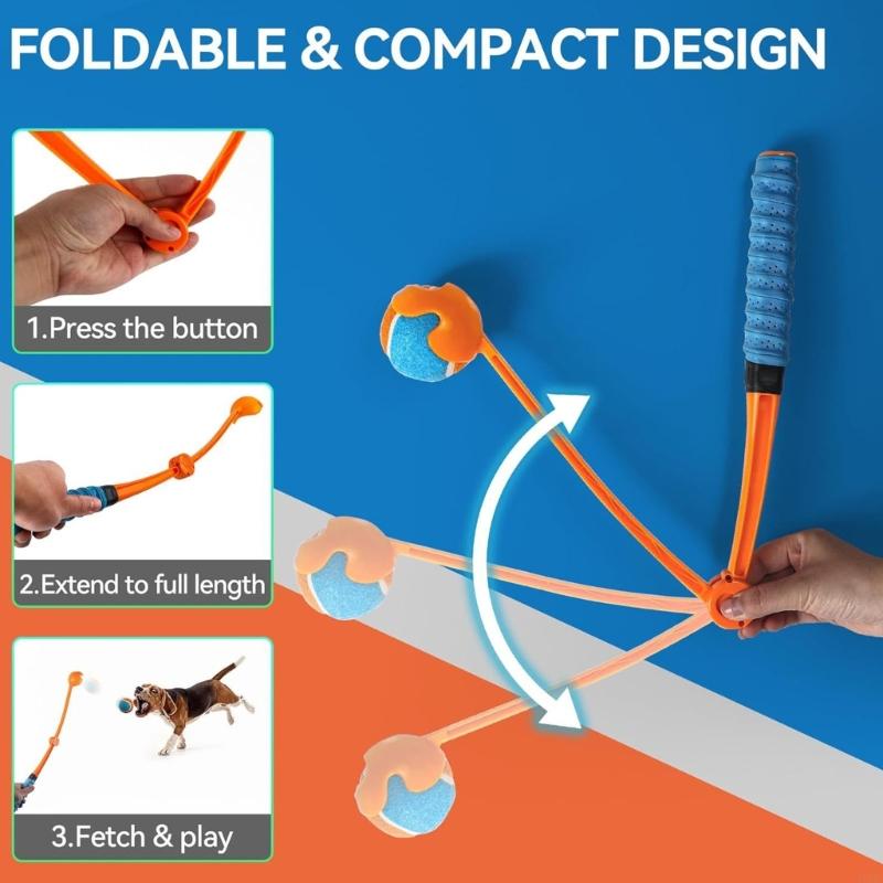 Long Scale Dog Ball Thrower Foldable Training Tool With Naught Beads Counter Slip Handle Perfect For Exercise And Engaging J0MC