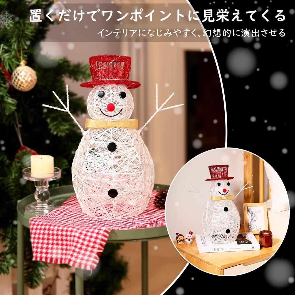 Lewondr Snowman Motif Desk 32cm Battery USB Christmas Ornament Perfect Gift for and Holidays Lamp, Tall, LED, & Powered, 2-Way Power, Light, Mother's