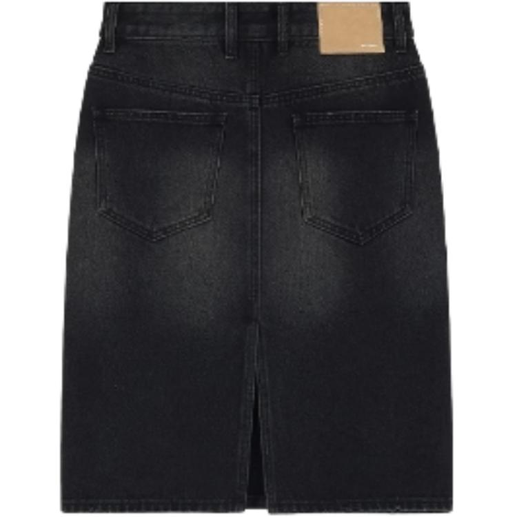 WE11DONE Faded Mid-Length Wash Denim Skirt Women Skirts Black WD-DS2-24-372-W-BK