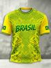 Brasilien Fußball Support T-Shirts Fan Jubel Tops Ärmelloses Lässiges T-Shirt Unisex Erwachsene Kinder Volle Größen Stadion Spiel Beobachtungs Outfit