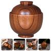 1 pièce Bol en bois avec couvercle Bol à soupe miso Sécurité enfant Anti-brûlure Bol à riz et salade Bois naturel Vaisselle de service Noix Pour